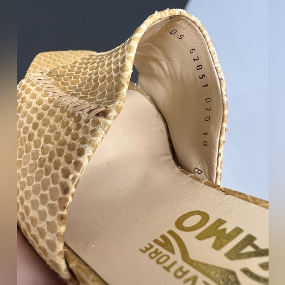 Salvatore Ferragamo tan Snake Skin-Leather slide on Heels - Picture 8 of 8
